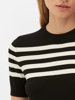 Hauts Et T-Shirts|Primark T-shirt Tricoté à Manches Courtes Noir/Blanc