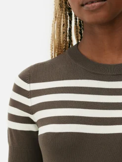 Hauts Et T-Shirts|Primark T-shirt Tricoté à Manches Courtes Marron