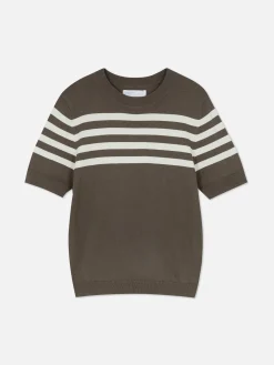 Hauts Et T-Shirts|Primark T-shirt Tricoté à Manches Courtes Marron