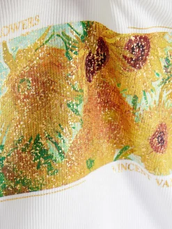 Hauts Et T-Shirts|Primark T-shirt Vincent Van Gogh Les Tournesols Blanc