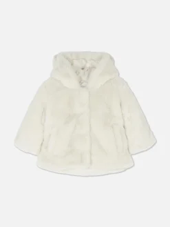 Manteaux Et Vestes|Primark Veste à Capuche En Fausse Fourrure Ivoire