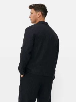 Manteaux Et Vestes|Primark Veste Boutonnée à Rayures Fines Kem Bleu marine