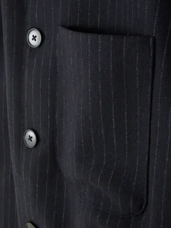 Manteaux Et Vestes|Primark Veste Boutonnée à Rayures Fines Kem Bleu marine