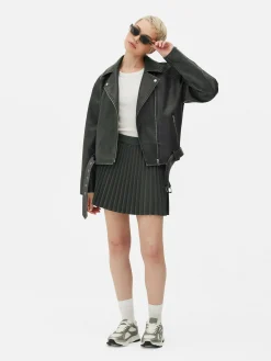 Manteaux Et Vestes|Primark Veste De Motard En Simili Cuir Effet Vieilli Gris