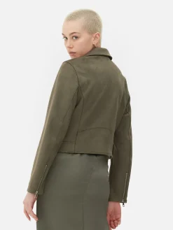 Manteaux Et Vestes|Primark Veste De Motard Imitation Daim Kaki