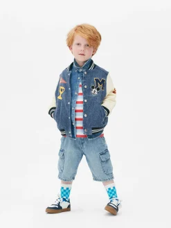Manteaux Et Vestes|Primark Veste En Jean Style Universitaire Disney Mickey Mouse Bleu