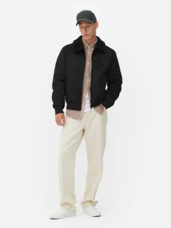 Manteaux Et Vestes|Primark Veste En Suédine à Col Effet Mouton Retourné Noir