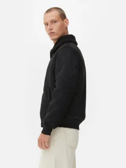 Manteaux Et Vestes|Primark Veste En Suédine à Col Effet Mouton Retourné Noir