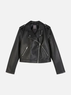 Manteaux Et Vestes|Primark Veste Motard En Simili Cuir Essential Noir