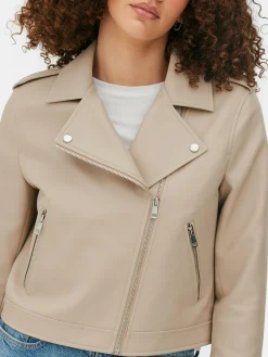 Manteaux Et Vestes|Primark Veste Motard En Simili Cuir Essential Nude