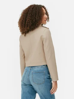 Manteaux Et Vestes|Primark Veste Motard En Simili Cuir Essential Nude