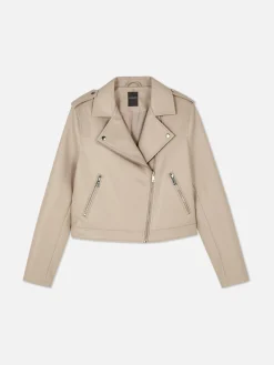 Manteaux Et Vestes|Primark Veste Motard En Simili Cuir Essential Nude