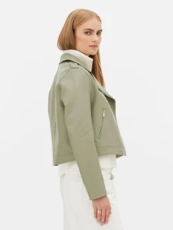 Manteaux Et Vestes|Primark Veste Motard En Simili Cuir Essential Vert clair