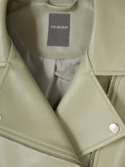 Manteaux Et Vestes|Primark Veste Motard En Simili Cuir Essential Vert clair