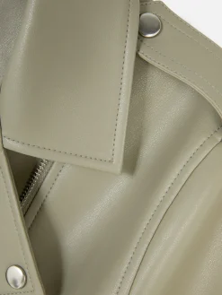 Manteaux Et Vestes|Primark Veste Motard En Simili Cuir Essential Vert clair