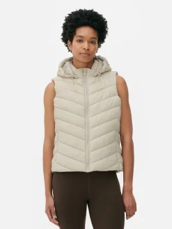 Manteaux Et Vestes|Primark Veste Sans Manche à Capuche Taupe