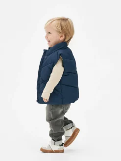 Manteaux Et Vestes|Primark Veste Sans Manche Matelassée Zippée Bleu marine