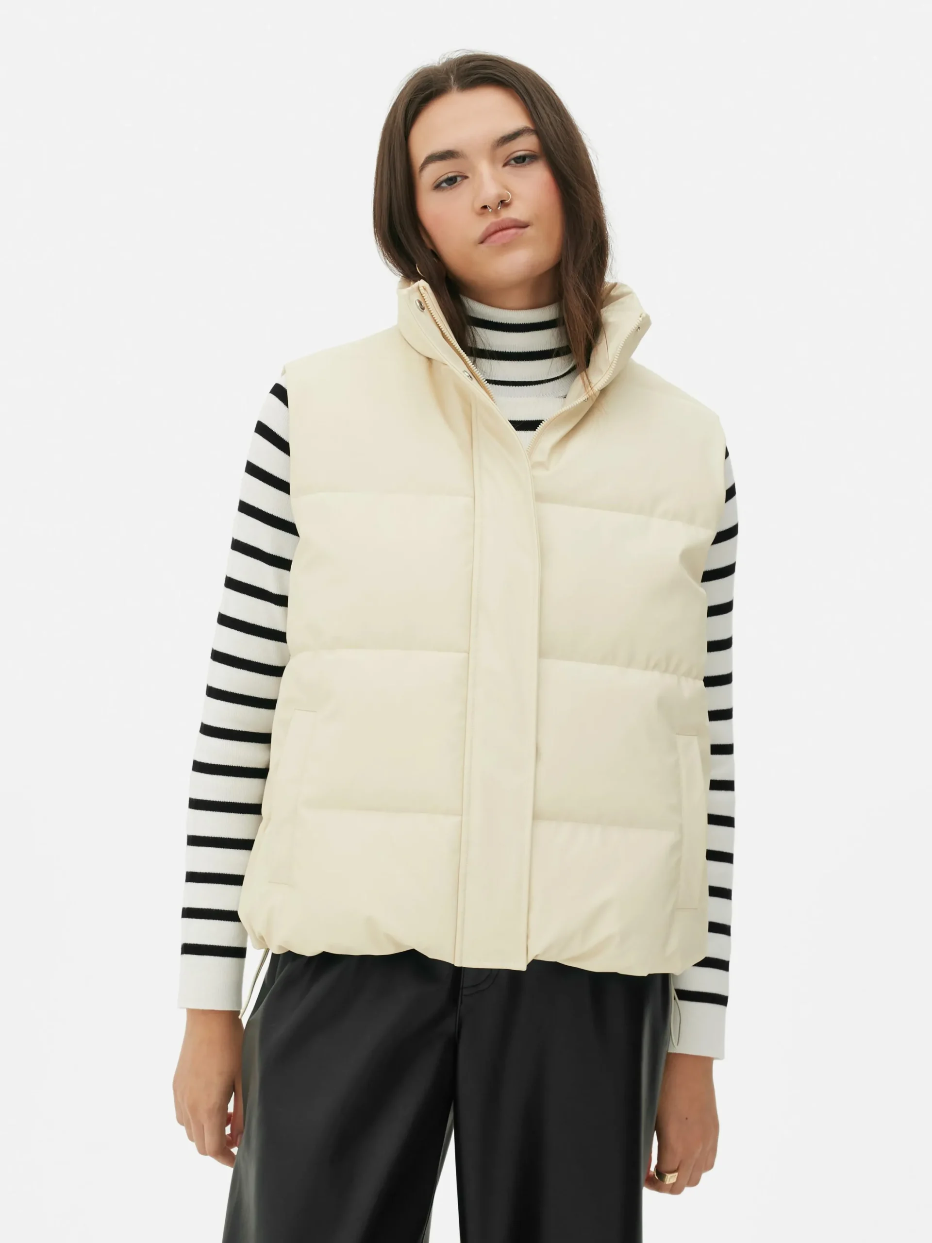 Manteaux Et Vestes|Primark Veste Sans Manche Rembourrée Grège