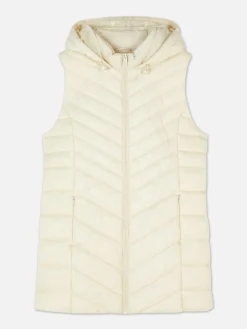 Manteaux Et Vestes|Primark Veste Sans Manches Longue Matelassée Crème