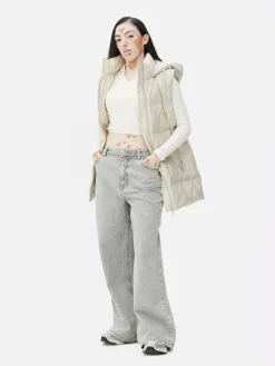 Manteaux Et Vestes|Primark Veste Sans Manches Matelassée à Capuche Grège