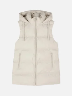 Manteaux Et Vestes|Primark Veste Sans Manches Matelassée à Capuche Grège