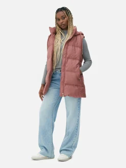 Manteaux Et Vestes|Primark Veste Sans Manches Matelassée à Capuche Rose foncé