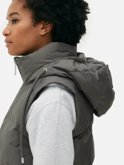 Manteaux Et Vestes|Primark Veste Sans Manches Matelassée à Capuche Anthracite