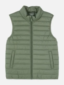 Manteaux Et Vestes|Primark Veste Sans Manches Rembourrée Zippée Vert clair