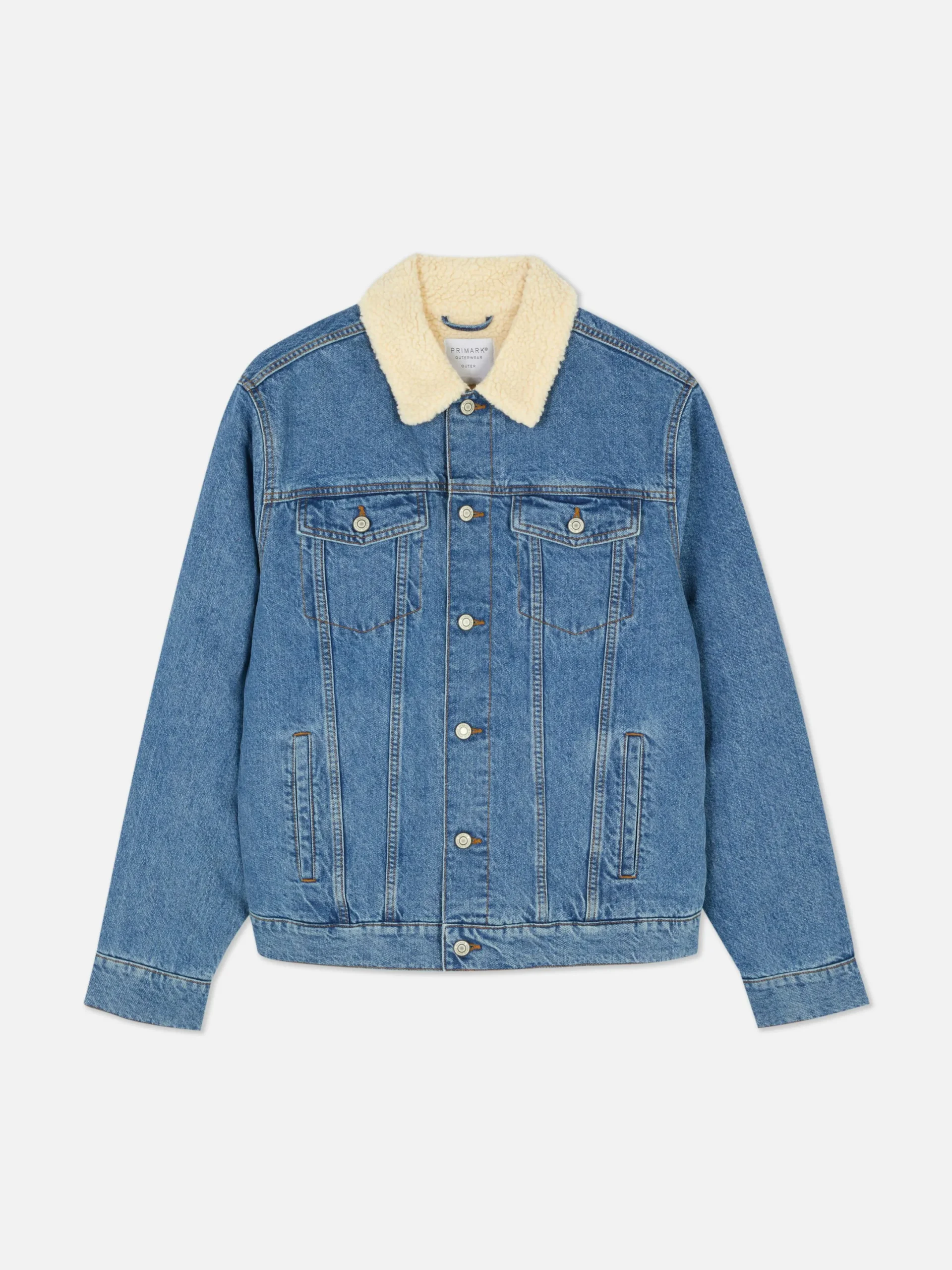 Manteaux Et Vestes|Primark Veste Trucker En Denim à Col Effet Mouton Retourné Bleu