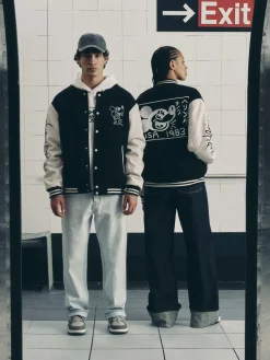 Manteaux Et Vestes|Primark Veste Universitaire Disney Mickey Mouse X Keith Haring Noir