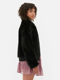 Manteaux Et Vestes|Primark Veste Zippée En Fausse Fourrure Noir
